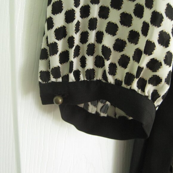 Banana Republic Dot Print Riviera Dress Size 0P Petite Shirt Dress Black Cream - Picture 4 of 10